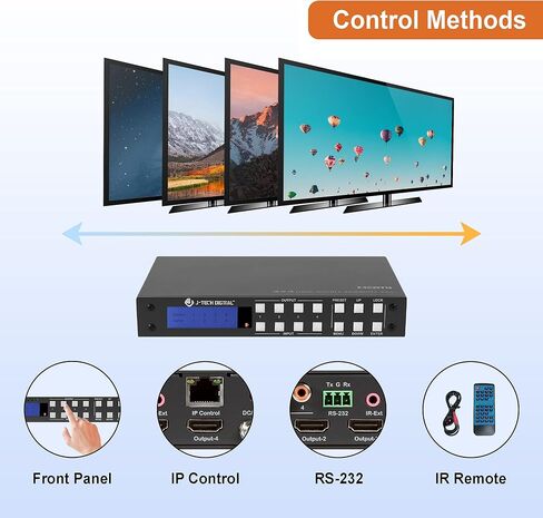 J-Tech Digital 4K 30Hz 4x4 HDMI Matrix Switch Switcher with HDCP 3D & Deep Color HDMI 1.4 Ultra HD Control4 Driver Available in Kuwait