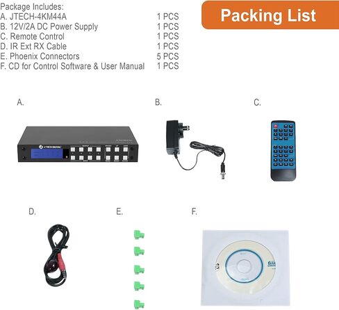 J-Tech Digital 4K 30Hz 4x4 HDMI Matrix Switch Switcher with HDCP 3D & Deep Color HDMI 1.4 Ultra HD Control4 Driver Available in Kuwait