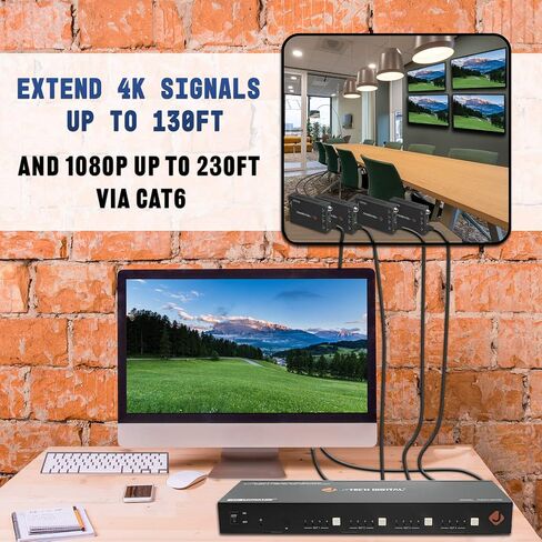 J-Tech Digital 4K 30Hz 4x4 HDMI Matrix Switch Switcher with HDCP 3D & Deep Color HDMI 1.4 Ultra HD Control4 Driver Available in Kuwait