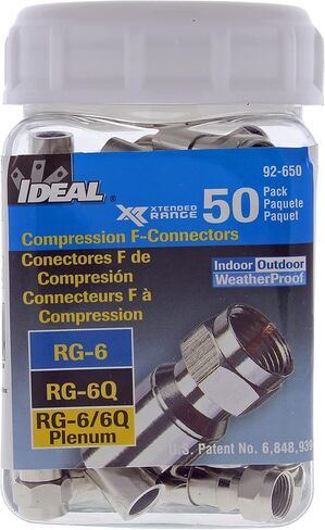 موصل ضغط RTQ RG-6 RTQ 92-650 من شركة أيديال (عبوة من 50 قطعة) in Saudi Arabia