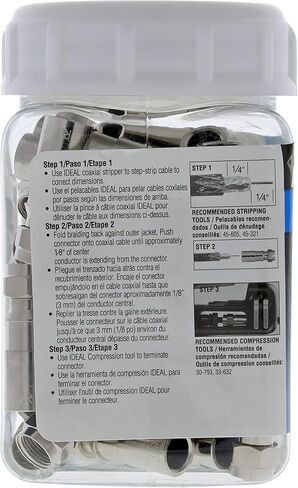 موصل ضغط RTQ RG-6 RTQ 92-650 من شركة أيديال (عبوة من 50 قطعة) in Saudi Arabia