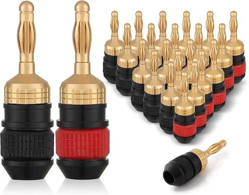 WGGE WG-008 24K Gold-Plated Safety Banana Plugs, 12 Pairs, 24 Plugs in Kuwait