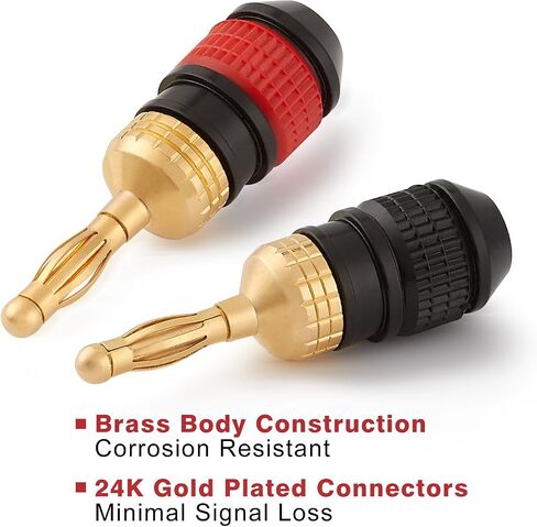 WGGE WG-008 24K Gold-Plated Safety Banana Plugs, 12 Pairs, 24 Plugs in Kuwait