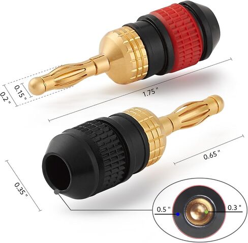 WGGE WG-008 24K Gold-Plated Safety Banana Plugs, 12 Pairs, 24 Plugs in Kuwait