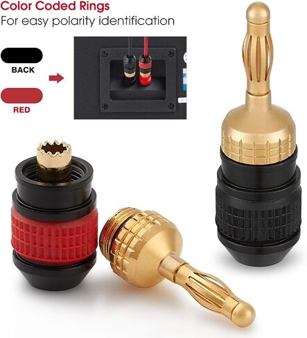 WGGE WG-008 24K Gold-Plated Safety Banana Plugs, 12 Pairs, 24 Plugs in Kuwait