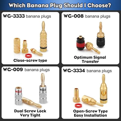 WGGE WG-008 24K Gold-Plated Safety Banana Plugs, 12 Pairs, 24 Plugs in Kuwait