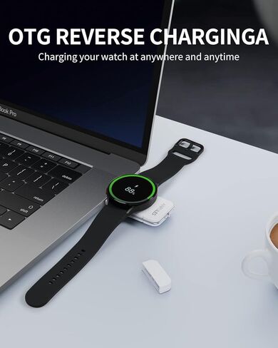 شاحن ساعة محمول لساعة سامسونج جالاكسي 6/5 - شاحن ساعة انبوليز USB C وUSB A [OTG] لساعة جالاكسي ووتش، شاحن لاسلكي مغناطيسي لساعة جالاكسي 4/4 كلاسيك/3/جالاكسي اكتيف 2 (ابيض) in Kuwait