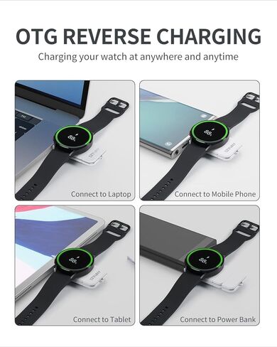 شاحن ساعة محمول لساعة سامسونج جالاكسي 6/5 - شاحن ساعة انبوليز USB C وUSB A [OTG] لساعة جالاكسي ووتش، شاحن لاسلكي مغناطيسي لساعة جالاكسي 4/4 كلاسيك/3/جالاكسي اكتيف 2 (ابيض) in Kuwait
