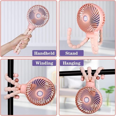 مروحة عربة الأطفال المحمولة الصغيرة من Leipple، مروحة مكتب محمولة شخصية مع حامل ثلاثي مرن، مروحة USB قابلة لإعادة الشحن قابلة للتعديل 3 سرعات للتخييم ومقعد السيارة وسرير الدراجة وصالة الألعاب الرياضية (أزرق) in Kuwait