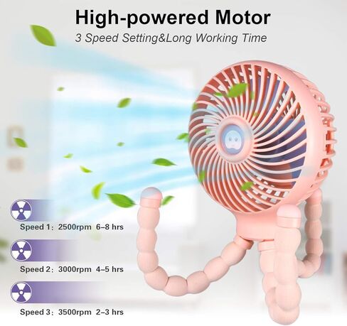 مروحة عربة الأطفال المحمولة الصغيرة من Leipple، مروحة مكتب محمولة شخصية مع حامل ثلاثي مرن، مروحة USB قابلة لإعادة الشحن قابلة للتعديل 3 سرعات للتخييم ومقعد السيارة وسرير الدراجة وصالة الألعاب الرياضية (أزرق) in Kuwait