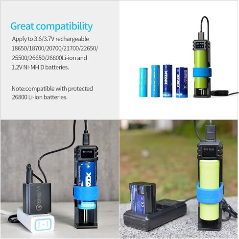 XTAR Battery Charger SC1 Plus 18650 Battery Charger Power Ban.k Function 3A Fast Charger for Rechargeable Batteries Li-ion 18650 21700 26800 and 1.2V Ni-MH D Battery in Saudi Arabia