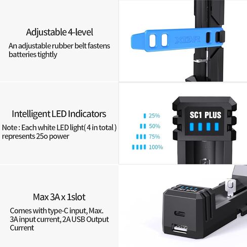 XTAR Battery Charger SC1 Plus 18650 Battery Charger Power Ban.k Function 3A Fast Charger for Rechargeable Batteries Li-ion 18650 21700 26800 and 1.2V Ni-MH D Battery in Saudi Arabia
