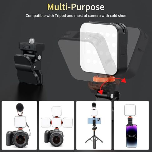 VRIG FD54 LED مصباح فيديو على الكاميرا، مصابيح كاميرا LED صغيرة قابلة لإعادة الشحن 2000 مللي أمبير في الساعة، CRI95+ قابلة للتعتيم 2500-7500K إضاءة فائقة السطوع للصور والفيديو in Kuwait