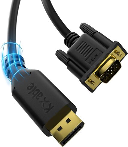 DisplayPort to VGA Cable 25 FT, DP to VGA Adapter Cord, Display Port to VGA Male to Male Converter Cable, Gold-Plated, 1080P@60Hz, For PC, Desktop, Laptop, HDTV, Projector, Monitor, with 25 Ties in Kuwait