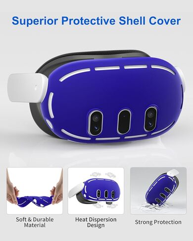 ملحقات DUXICEPIN لـ Meta Quest 3، غطاء حماية من السيليكون لـ Oculus Quest 3، غطاء غطاء متضمن، غطاء للوجه، غطاء مقبض وحدة التحكم، غطاء العدسة، أغطية عصا التحكم زوجان (ليس لقاعدة الشحن) in Kuwait