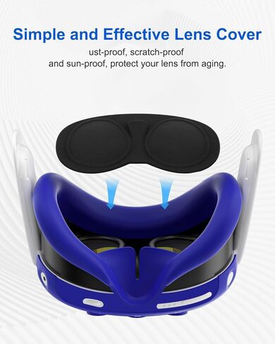 ملحقات DUXICEPIN لـ Meta Quest 3، غطاء حماية من السيليكون لـ Oculus Quest 3، غطاء غطاء متضمن، غطاء للوجه، غطاء مقبض وحدة التحكم، غطاء العدسة، أغطية عصا التحكم زوجان (ليس لقاعدة الشحن) in Kuwait