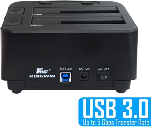 كينج وين قاعدة توصيل القرص الصلب بمنفذ USB 3.0 الى ساتا/SSD مع وظيفة استنساخ بدون اتصال متوافق مع قرص صلب ساتا 2.5 انش/3.5 انش (ساتا I/II/III). تصميم خالٍ من الأدوات، يدعم محركات 2x8TB وUASP in Kuwait