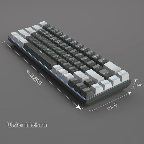 لوحة مفاتيح ميكانيكية لاسلكية MageGee بنسبة 60%، 2.4G/BT5.1/USB-C لوحة مفاتيح صغيرة للألعاب مع مفتاح أزرق، 68 مفتاحًا لوحة مفاتيح مكتبية مدمجة بإضاءة خلفية زرقاء لأجهزة الكمبيوتر المحمول Mac والهواتف الذكية، أسود/رمادي in Kuwait