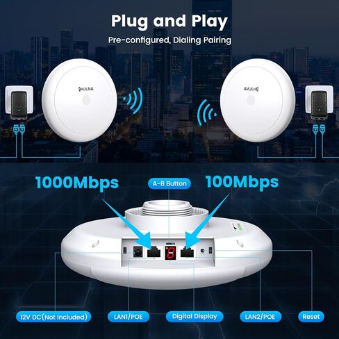 Wireless Bridge Point to Point Outdoor, Gigabit 5.8G WiFi Bridge Kit CPE988 – 5KM/3.1Miles Long Range Point to Point Wireless Bridge, P2P/P2MP, 24V POE 433Mbps Preconfigured Wireless Internet Bridge in Kuwait