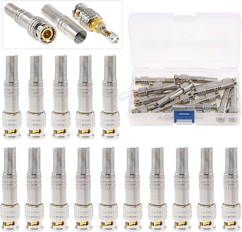 Glarks 15 Pack BNC Male Coaxial Connectors RG59 RG6 Coaxial Terminal Gold-Plated Screw On Brass Adapter for CCTV Home Security Surveillance Camera RG59 RG6 Video Transmission Coax Cables in Saudi Arabia