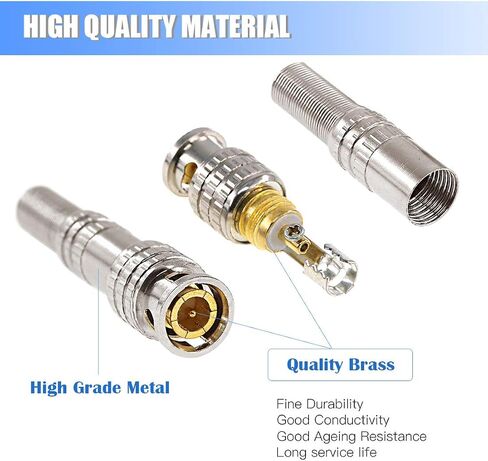 Glarks 15 Pack BNC Male Coaxial Connectors RG59 RG6 Coaxial Terminal Gold-Plated Screw On Brass Adapter for CCTV Home Security Surveillance Camera RG59 RG6 Video Transmission Coax Cables in Saudi Arabia