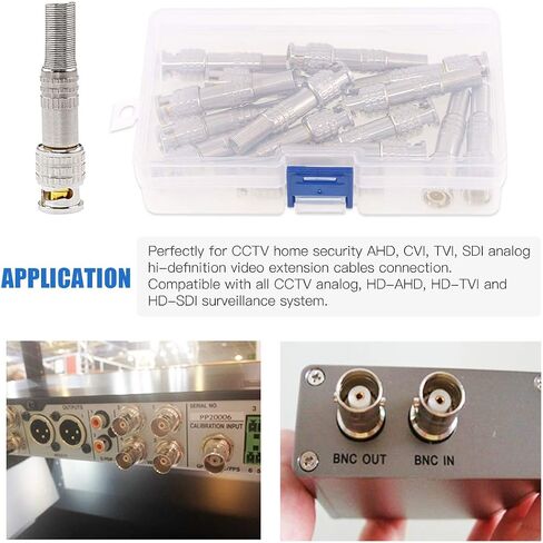 Glarks 15 Pack BNC Male Coaxial Connectors RG59 RG6 Coaxial Terminal Gold-Plated Screw On Brass Adapter for CCTV Home Security Surveillance Camera RG59 RG6 Video Transmission Coax Cables in Saudi Arabia