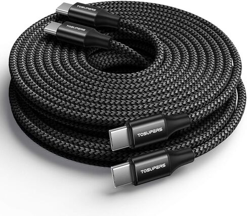 [10ft 2-Pack] Long USB C to USB C Cable Fast Charging 60W, PD Type C Charger Cord Nylon Compatible with Samsung Galaxy S23 S22 S21 S21+ S20 FE Note 20 Ultra Plus A80 5G, Pixel 7 6 Pro 6a 5 4 3 3a 2 XL in Saudi Arabia