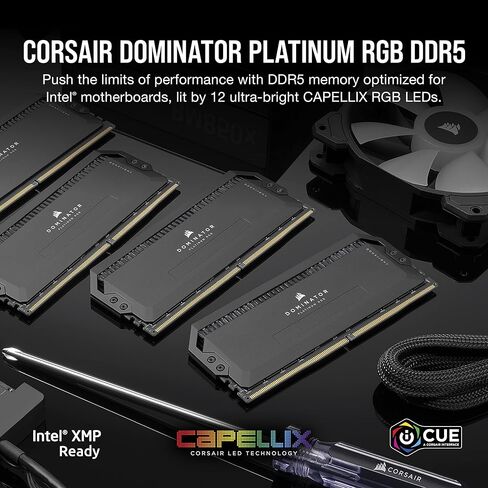 CORSAIR DOMINATOR PLATINUM RGB DDR5 RAM 64GB (2x32GB) 6600MHz CL32 Intel XMP iCUE Compatible Computer Memory - Black (CMT64GX5M2B6600C32) in Kuwait