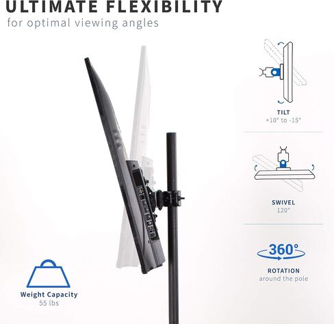 VIVO Universal Pole Mount 32 to 55 inch TV Arm Bracket with Removable 75x75mm to 400x400mm VESA Plate, Fits up to 5cm Tubing, MOUNT-POLE4A in Kuwait