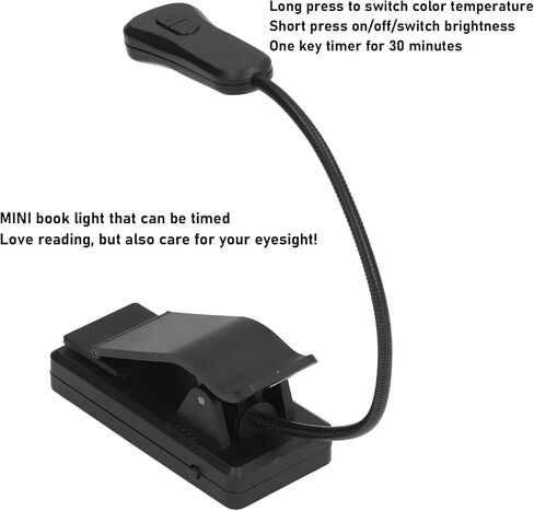 Weohoviy LED كتاب ضوء 3000K6500K 360 درجة خرطوم عالمي شحن USB محمولة ضوء للقراءة لسطح المكتب سرير النوم in Kuwait