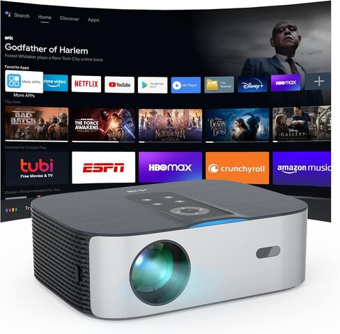 Smart Projector Integrate with Android TV 10, Artlii Play4 AutoFocus 5G WiFi Bluetooth Projector 4k Supported, Auto Keystone, FHD 1080P Outdoor Movie Projector Compatible W/iOS, Android in Kuwait