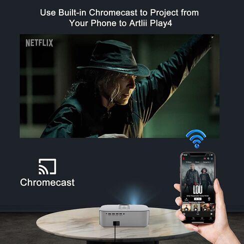Smart Projector Integrate with Android TV 10, Artlii Play4 AutoFocus 5G WiFi Bluetooth Projector 4k Supported, Auto Keystone, FHD 1080P Outdoor Movie Projector Compatible W/iOS, Android in Kuwait