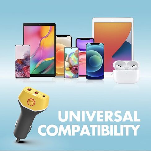 Shell Car Charger USB C, 63W 3 Port iPhone Car Charger Fast Charging,45W PD USB C for iPhone 13 /Pro/Max/Mini, iPad Pro/Air/Mini, MacBook Air/Pro, Google Pixel, Tablets, GPS. in Kuwait