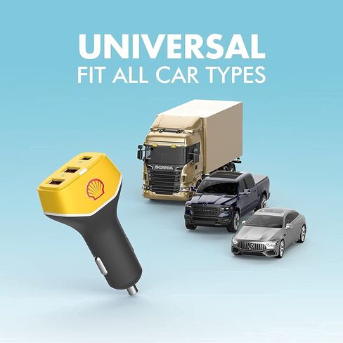 Shell Car Charger USB C, 63W 3 Port iPhone Car Charger Fast Charging,45W PD USB C for iPhone 13 /Pro/Max/Mini, iPad Pro/Air/Mini, MacBook Air/Pro, Google Pixel, Tablets, GPS. in Kuwait