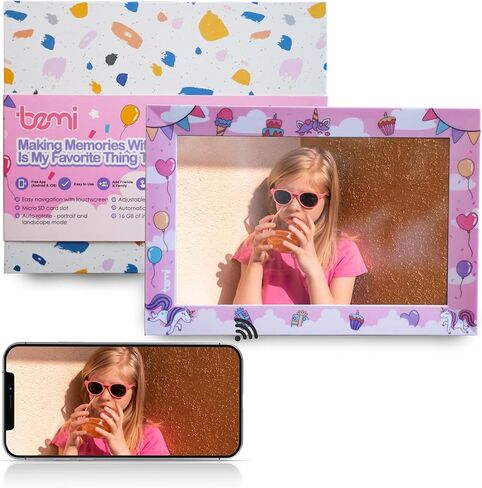 BEMI Frame with FRAMEO App 10.1 Inch Smart WiFi Kids Digital Photo Frame Pink 1280x800 IPS LCD Touch Screen, Built in 16GB Memory, Share Moments Instantly via Frameo App in Kuwait