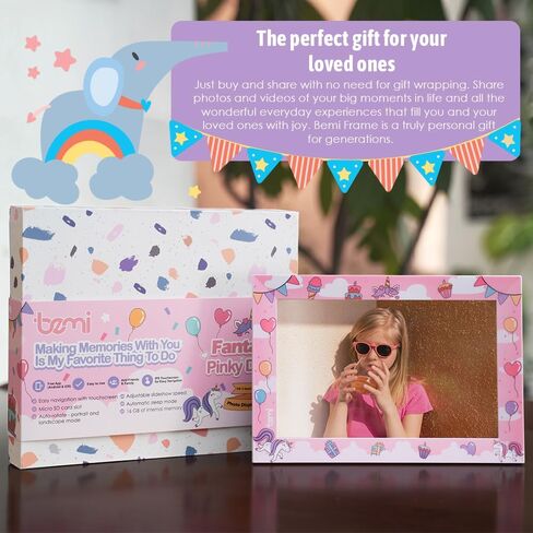 BEMI Frame with FRAMEO App 10.1 Inch Smart WiFi Kids Digital Photo Frame Pink 1280x800 IPS LCD Touch Screen, Built in 16GB Memory, Share Moments Instantly via Frameo App in Kuwait