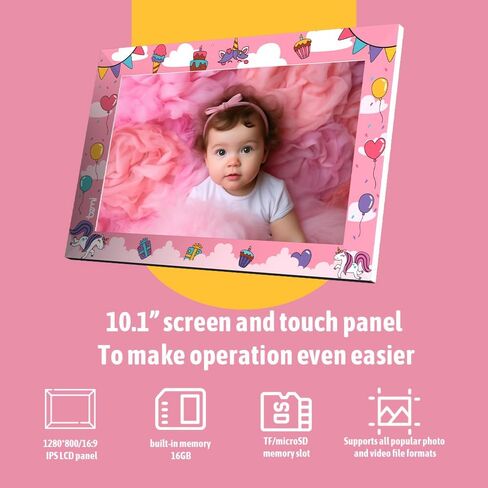 BEMI Frame with FRAMEO App 10.1 Inch Smart WiFi Kids Digital Photo Frame Pink 1280x800 IPS LCD Touch Screen, Built in 16GB Memory, Share Moments Instantly via Frameo App in Kuwait