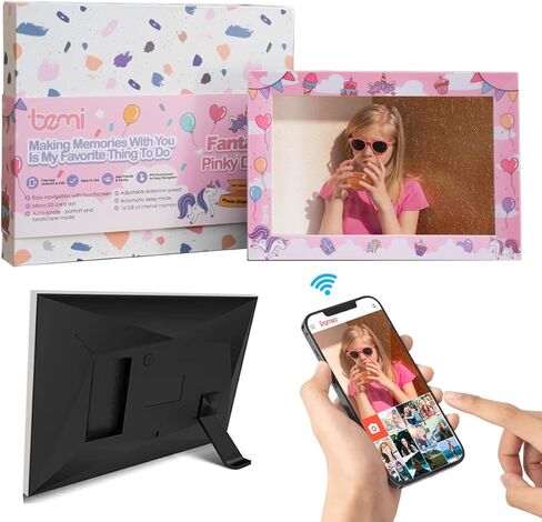 BEMI Frame with FRAMEO App 10.1 Inch Smart WiFi Kids Digital Photo Frame Pink 1280x800 IPS LCD Touch Screen, Built in 16GB Memory, Share Moments Instantly via Frameo App in Kuwait