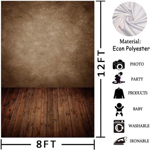 Allenjoy 5x7ft Soft Fabric Brown Wall with Wooden Floor Photography Backdrop Newborn Baby Photoshoot Abstract Portraits Photo Photographer Background Props in Kuwait