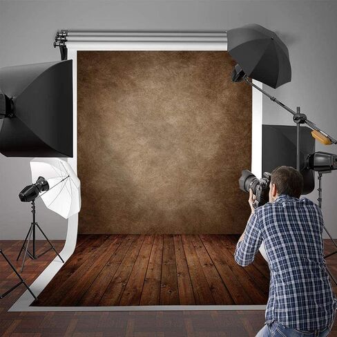 Allenjoy 5x7ft Soft Fabric Brown Wall with Wooden Floor Photography Backdrop Newborn Baby Photoshoot Abstract Portraits Photo Photographer Background Props in Kuwait