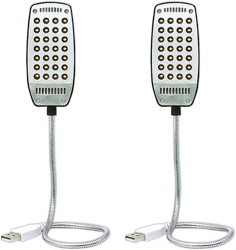 V TELESKY 2 قطعة 10 خرزات إضاءة USB LED مصباح مرن معقوفة مع أجهزة الكمبيوتر المحمول وسطح المكتب والكمبيوتر الشخصي ولوحة مفاتيح كمبيوتر MAC (أسود) in Kuwait