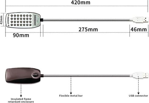 V TELESKY 2 قطعة 10 خرزات إضاءة USB LED مصباح مرن معقوفة مع أجهزة الكمبيوتر المحمول وسطح المكتب والكمبيوتر الشخصي ولوحة مفاتيح كمبيوتر MAC (أسود) in Kuwait