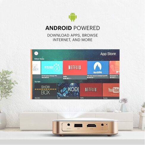 كوداك جهاز عرض ذكي محمول 350 من لوما | جهاز عرض فيديو قوي 4K متوافق مع UHD UHD قابل لاعادة الشحن بنظام اندرويد 6.0 مع حافظة ناعمة in Kuwait
