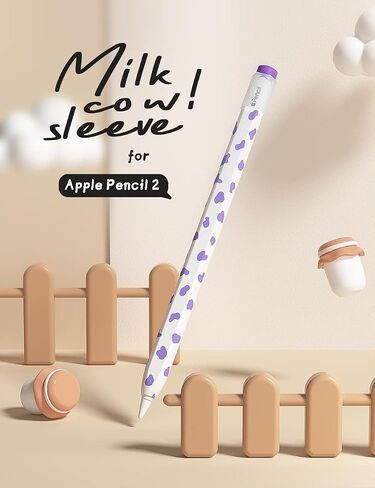 ELETIUO Cow Print Silicone Case for Apple Pencil 2nd Generaion Cover,Protective Skin Grip Sleeve with Cap Accessories Compatible for iPad Pro 11 12.9 inch,Black in Saudi Arabia