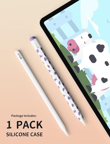 ELETIUO Cow Print Silicone Case for Apple Pencil 2nd Generaion Cover,Protective Skin Grip Sleeve with Cap Accessories Compatible for iPad Pro 11 12.9 inch,Black in Saudi Arabia