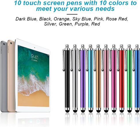 10 Pcs Stylus Pens for Touch Screens, Universal Capacitive Stylus Touch Screen Pens Compatible with iPad iPhone Samsung Kindle Tough Tablet Laptop and Other Smart Devices (10 Colors) in Kuwait