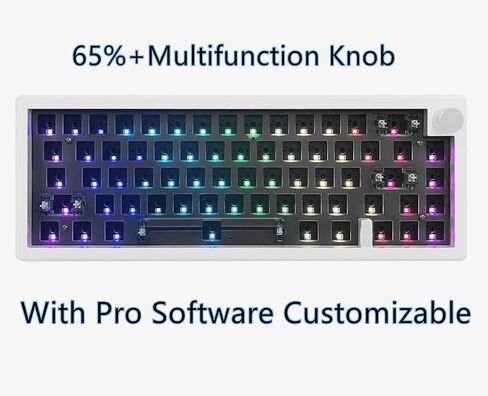 BOYI GMK67-65% طقم لوحة مفاتيح، بلوتوث قابل للتبديل السريع 5.0/2.4G/Type-C ثلاثي الوضع اللاسلكي RGB لوحة مفاتيح ميكانيكية PCB طقم لوحة تثبيت EVA حصيرة عزل الصوت، مجموعة لوحة مفاتيح مخصصة (أبيض + مقبض) in Kuwait