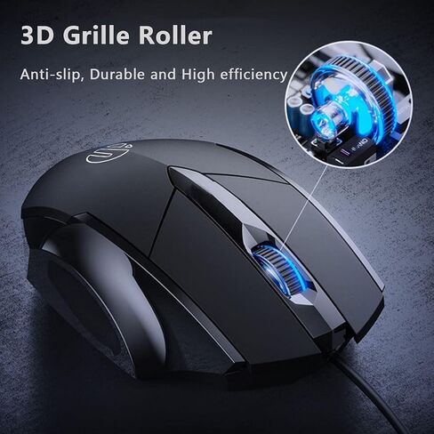 Censprin USB Computer Mouse Wired, Silent Click Corded Mouse 3-Button Wired Optical Mouse, Office and Home Mice, Ergonomic Shape for Windows Computers, Macs, iPad, PC and Laptops in Saudi Arabia