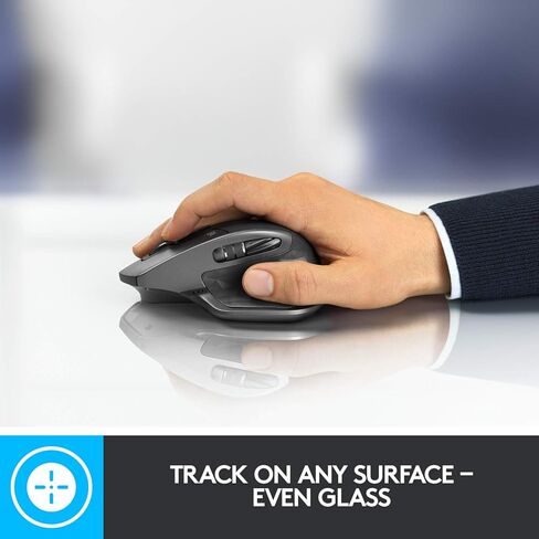 Logitech MX Master 2S Wireless Mouse, Multi-Device, Bluetooth or 2.4GHz Wireless with USB Unifying Receiver, 4000 DPI Any Surface Tracking, 7 Buttons, Fast Rechargeable, Laptop/PC/Mac/iPad - Graphite in Saudi Arabia