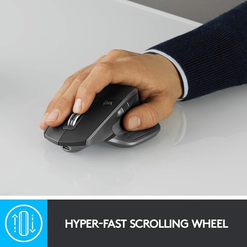 Logitech MX Master 2S Wireless Mouse, Multi-Device, Bluetooth or 2.4GHz Wireless with USB Unifying Receiver, 4000 DPI Any Surface Tracking, 7 Buttons, Fast Rechargeable, Laptop/PC/Mac/iPad - Graphite in Saudi Arabia
